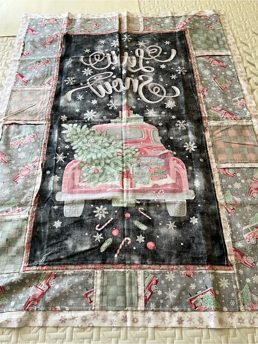 Quilt Topper Unfinished Christmas/Holiday Theme Timeless Treasures “Let It Snow”